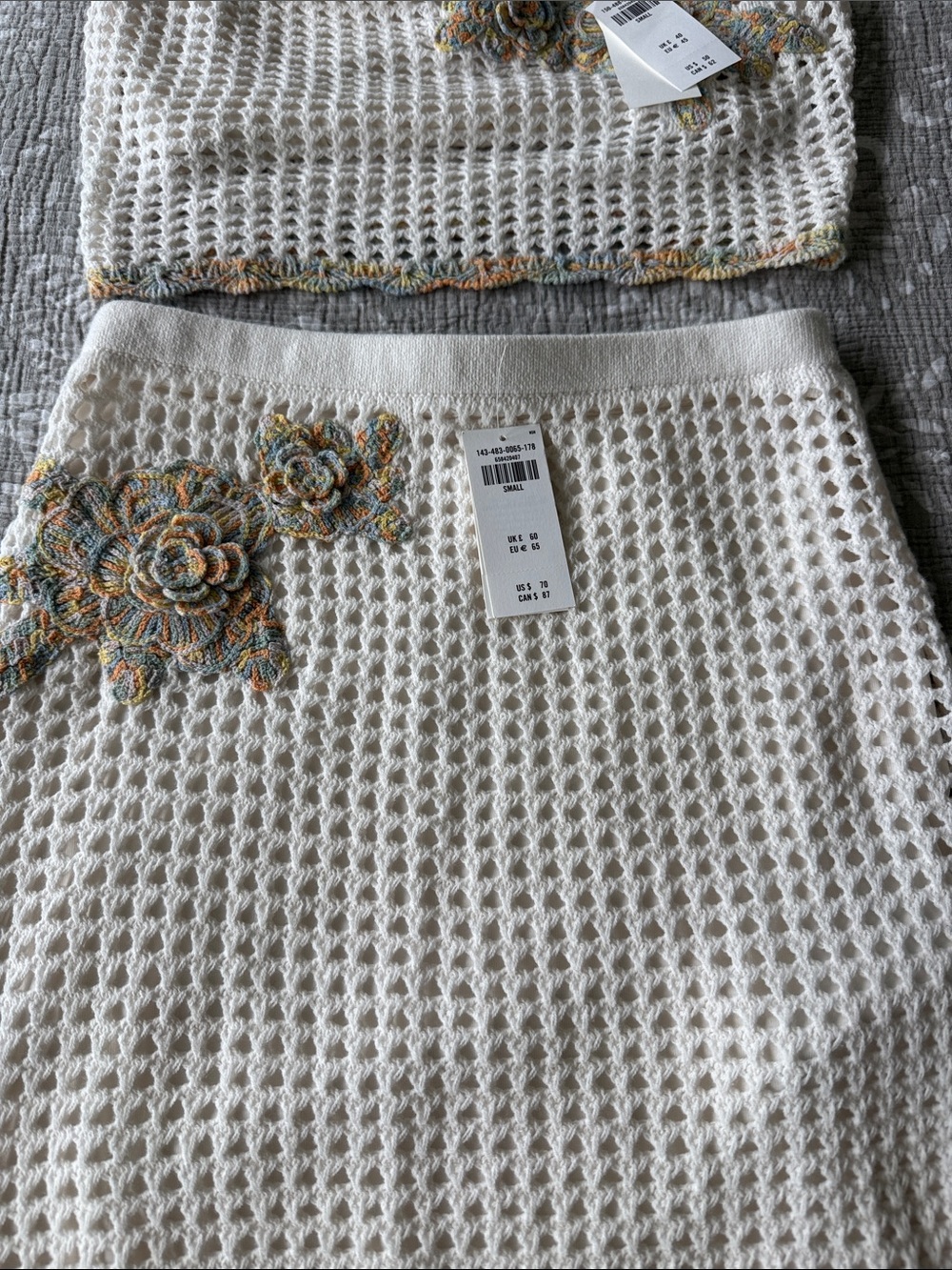 Abercrombie & Fitch Crochet Two-Piece Crop Top and Skirt Set size SM - Picture 2 of 8